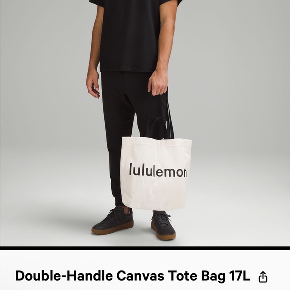 Lululemon Athletica Double Handle Canvas Tote Bag NEW - Picture 2 of 5